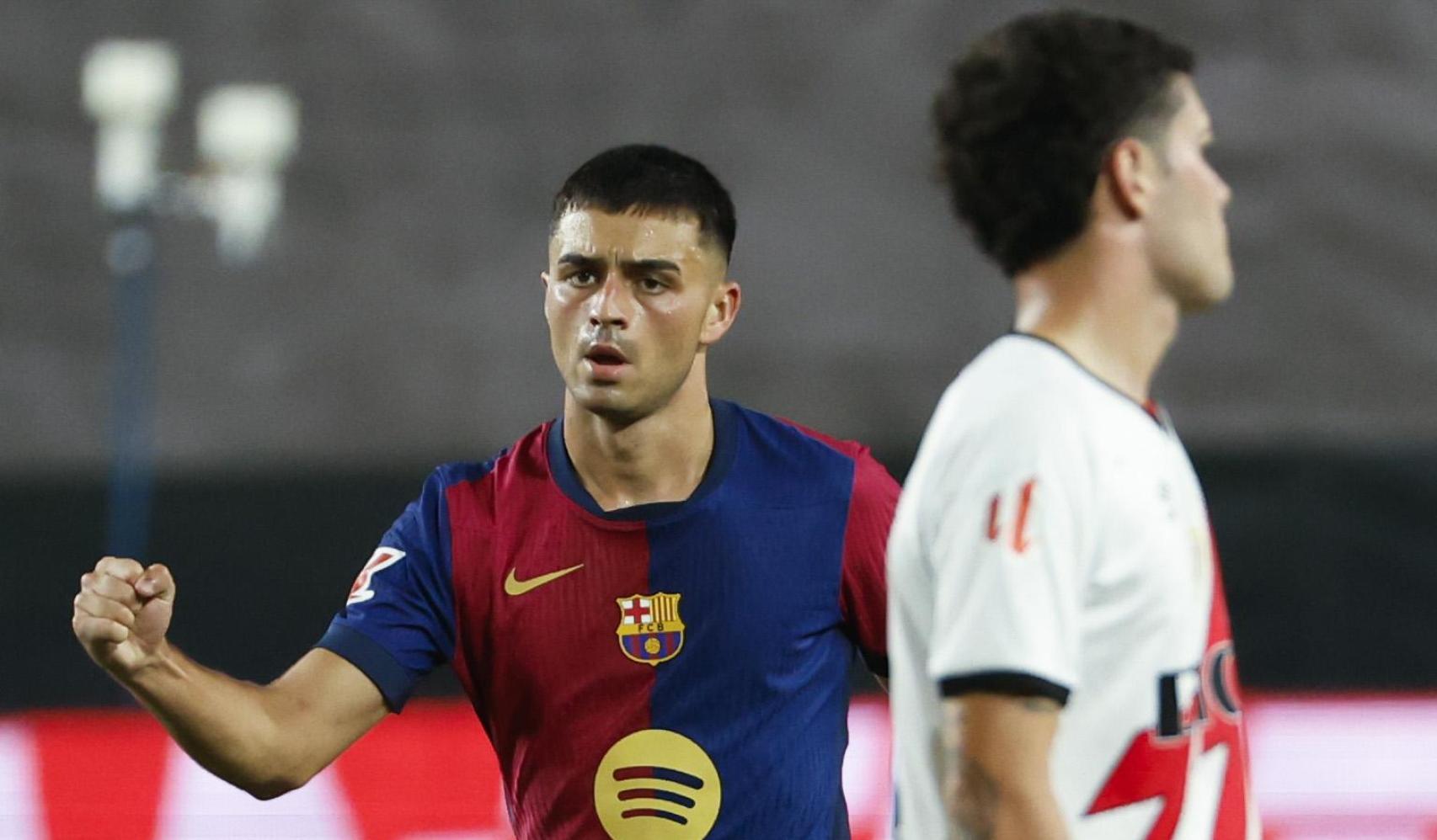 Pedri festeja su gol contra el Rayo Vallecano