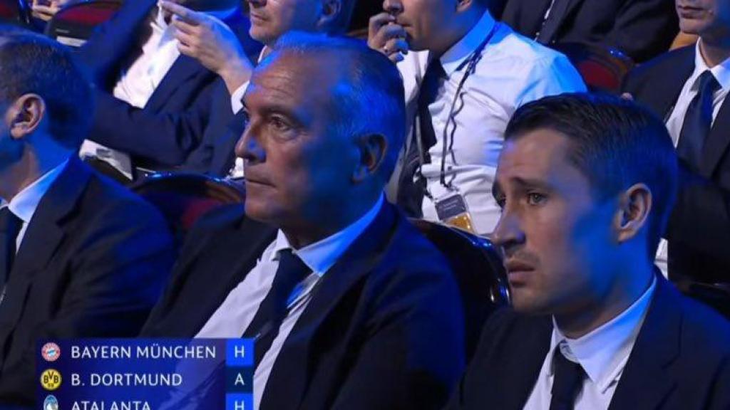 Rafa Yuste y Bojan Krkic, en el sorteo de la Champions League 2024-25