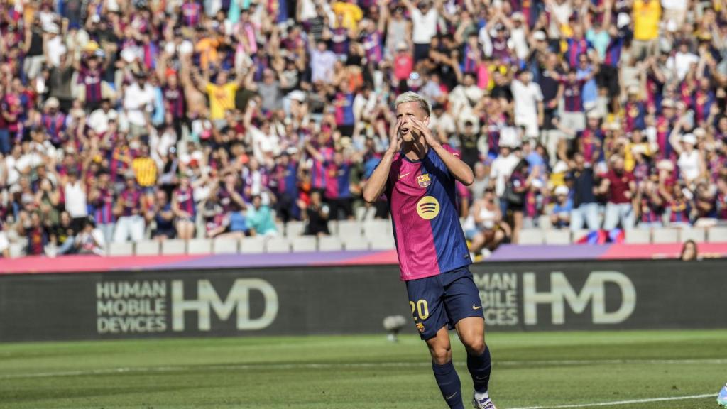 Dani Olmo lamenta una clara ocasión fallada en Montjuïc