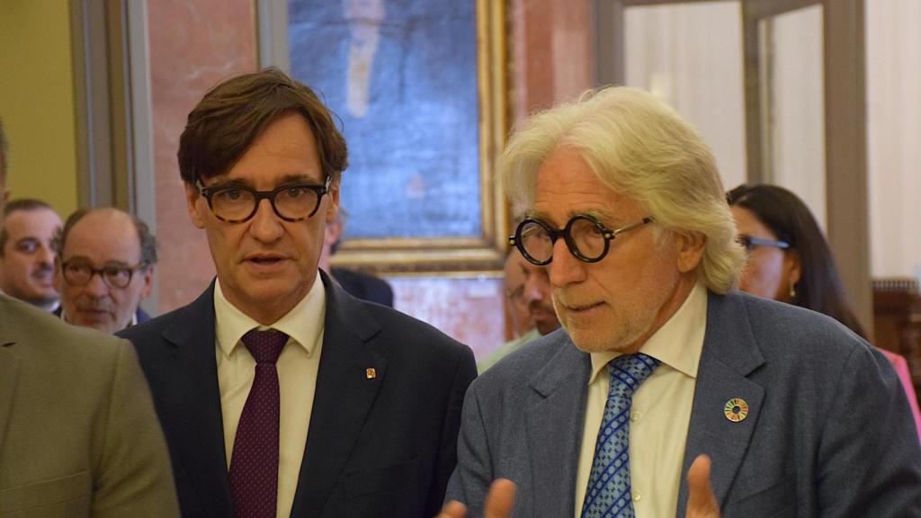 Salvador Illa, en su primera visita como presidente de la Generalitat a Foment y a su presidente, Daniel Sánchez Llibre