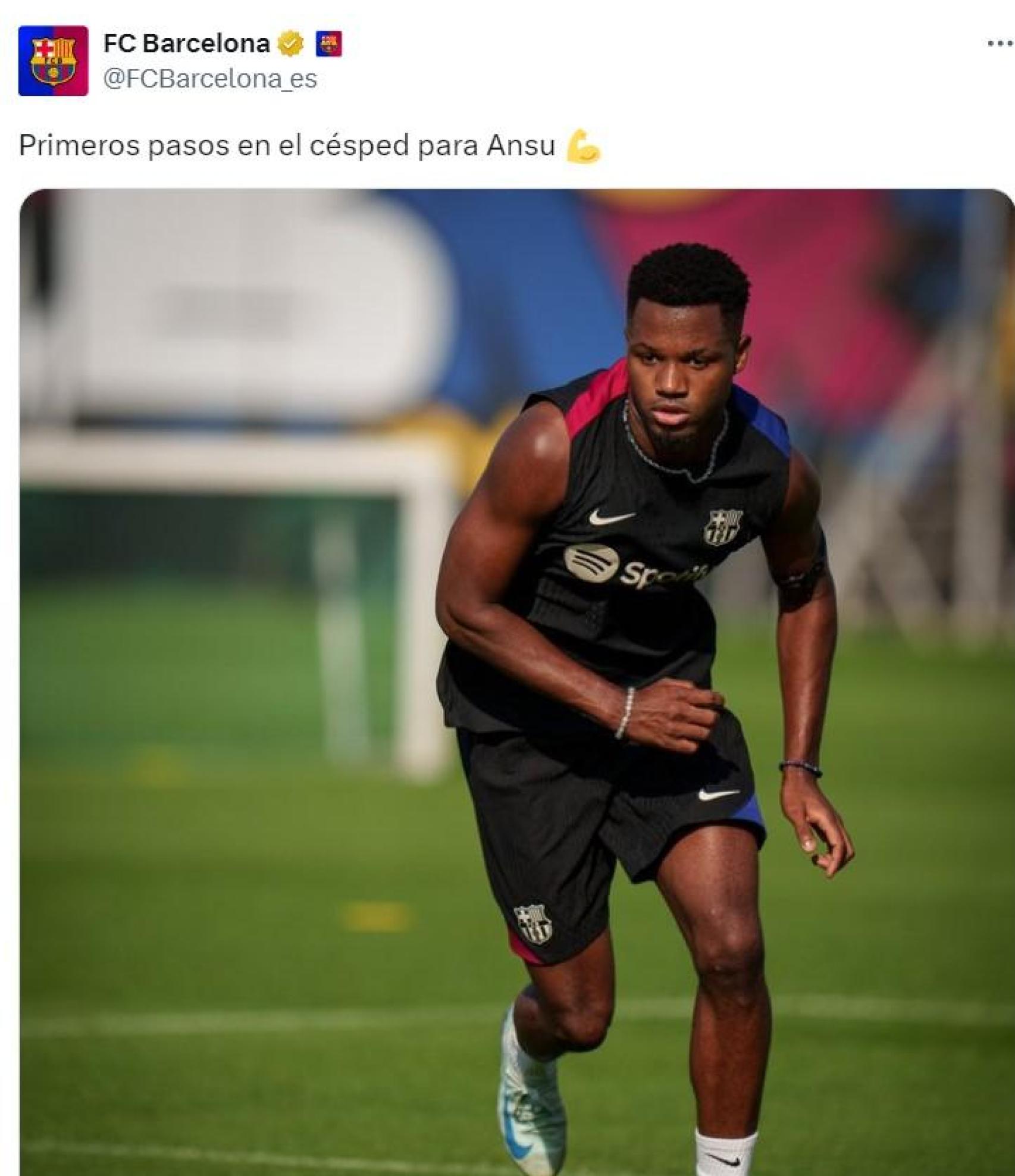 El Barça anuncia la vuelta de Ansu Fati a los entrenamientos