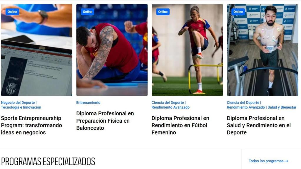 Alguns dels cursos impartits per Barça Education, àrea del BIHUB