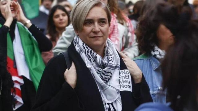 La exalcaldesa de Barcelona Ada Colau, durante una manifestación contra el genocidio en Gaza