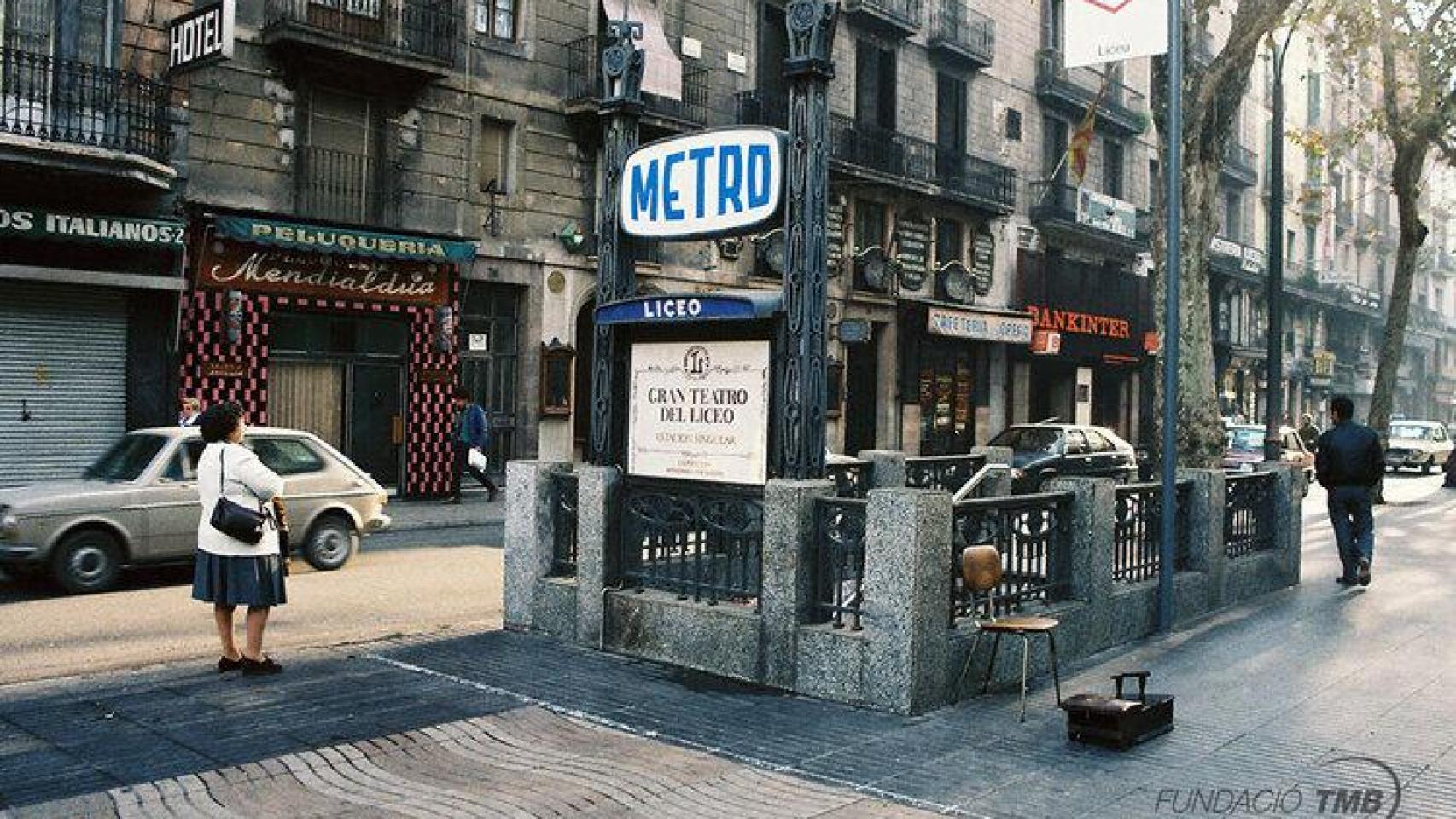 Imagen del año 1984 de la estación de Liceu