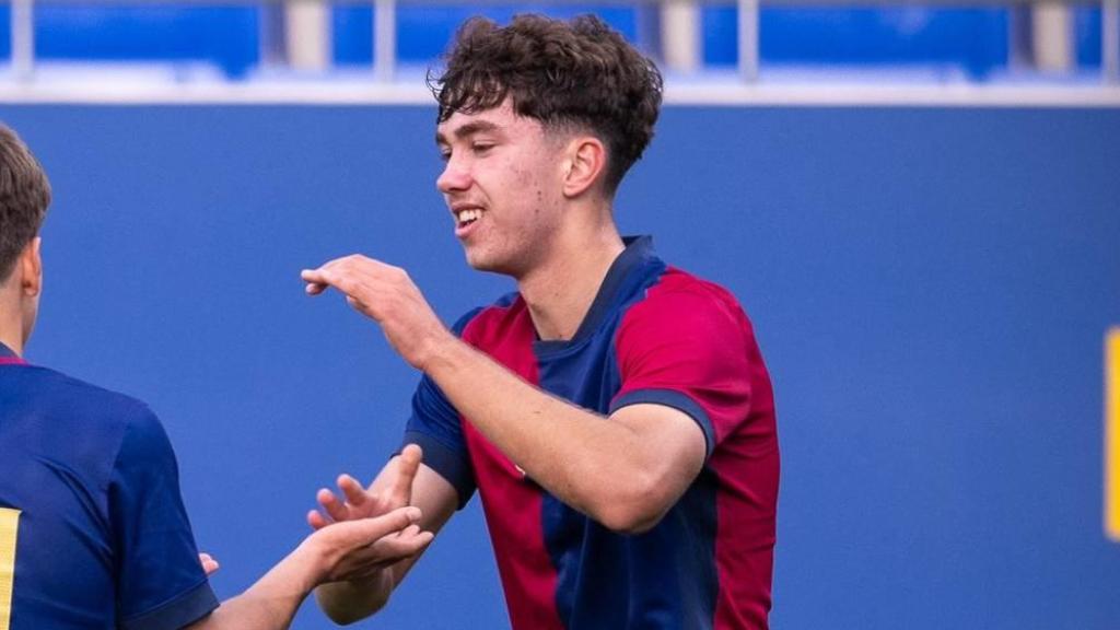 Leo Saca festeja su gol anotado contra el Brest en la Youth League