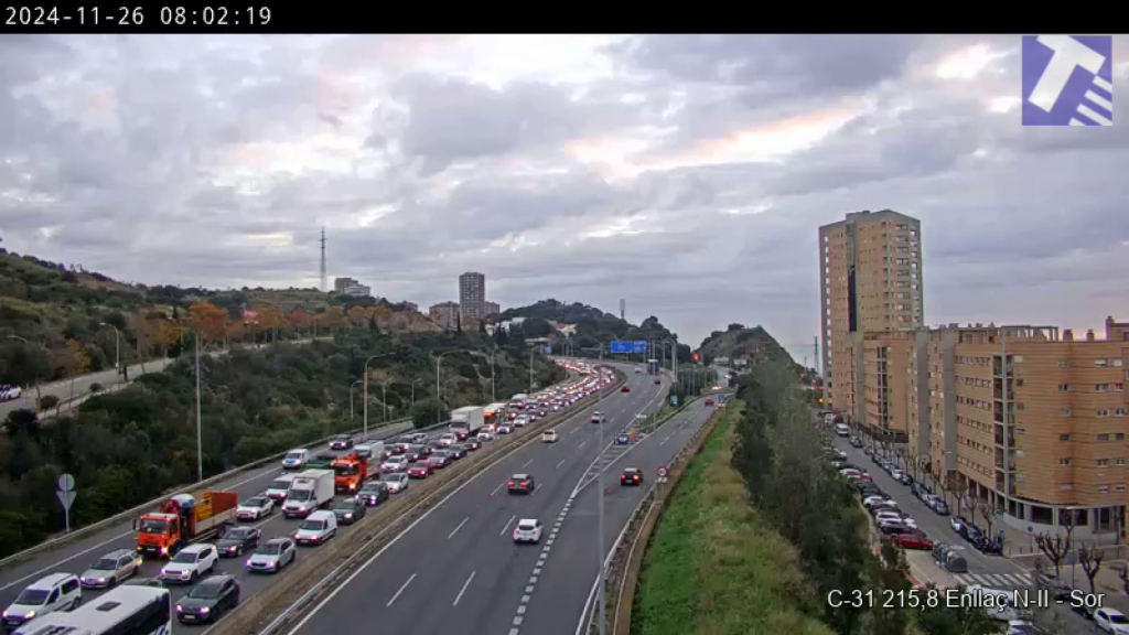 Retenciones en la C-31 en Badalona en una imagen de archivo