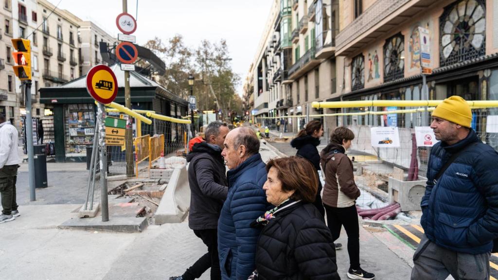 Las obras de las Ramblas en una imagen de archivo