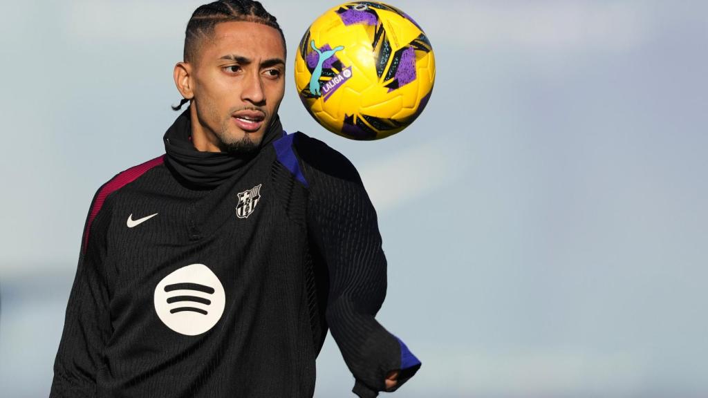 Raphinha en un entrenamiento del Barça en la Ciutat Esportiva