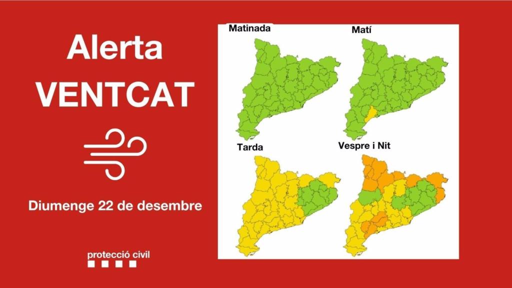 Mapa sobre la evolució del vent a Catalunya