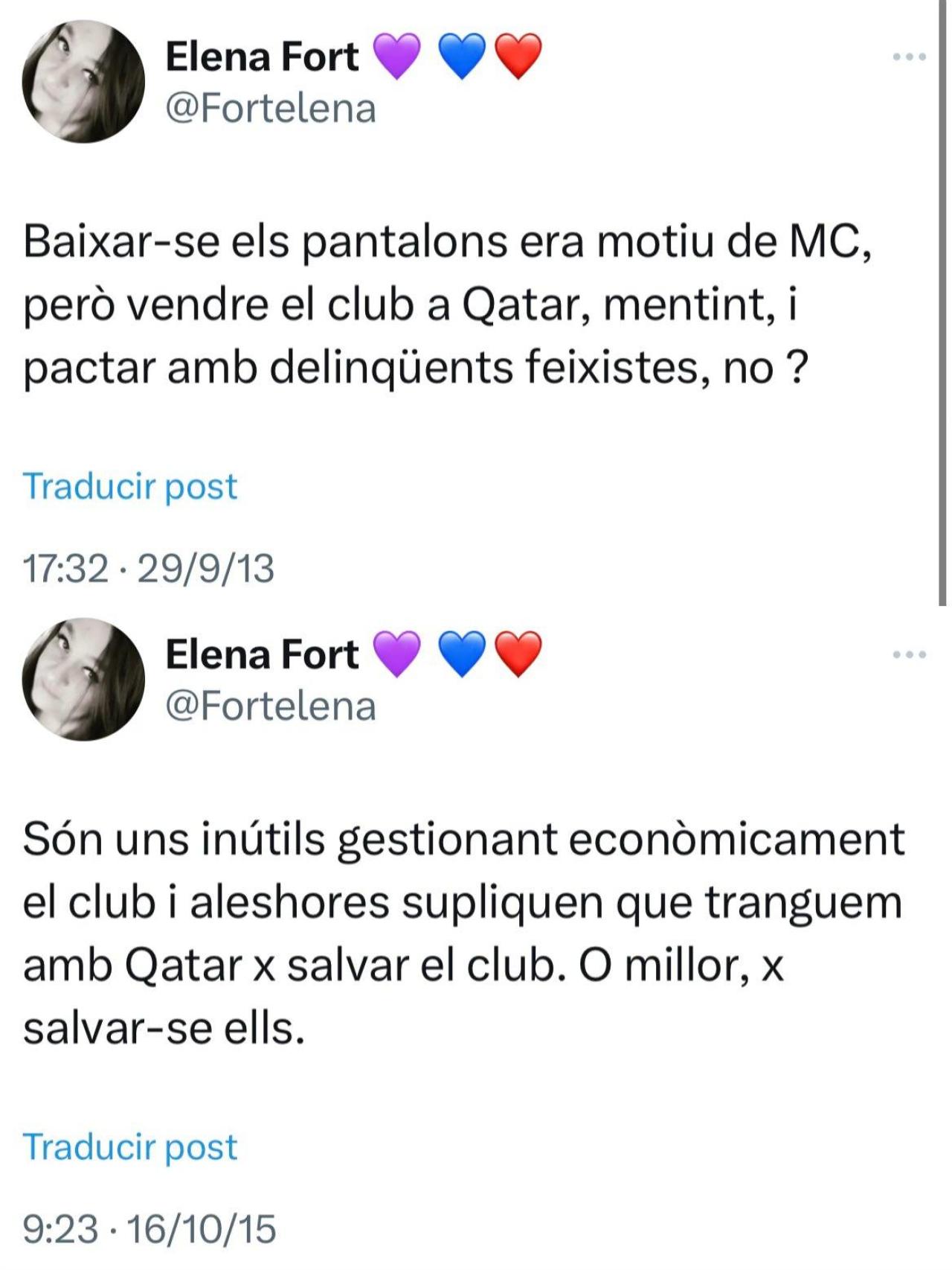 Les crítiques d'Elena Fort sobre Qatar abans d'entrar a la junta del Barça