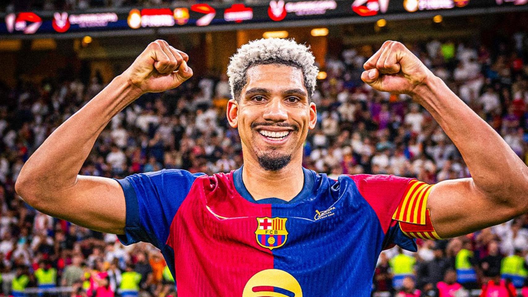 Ronald Araujo festeja el título de la Supercopa de España 2025