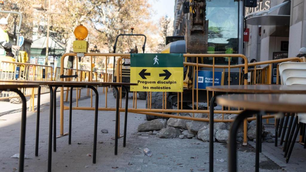 Las obras de la Rambla en una imagen de archivo