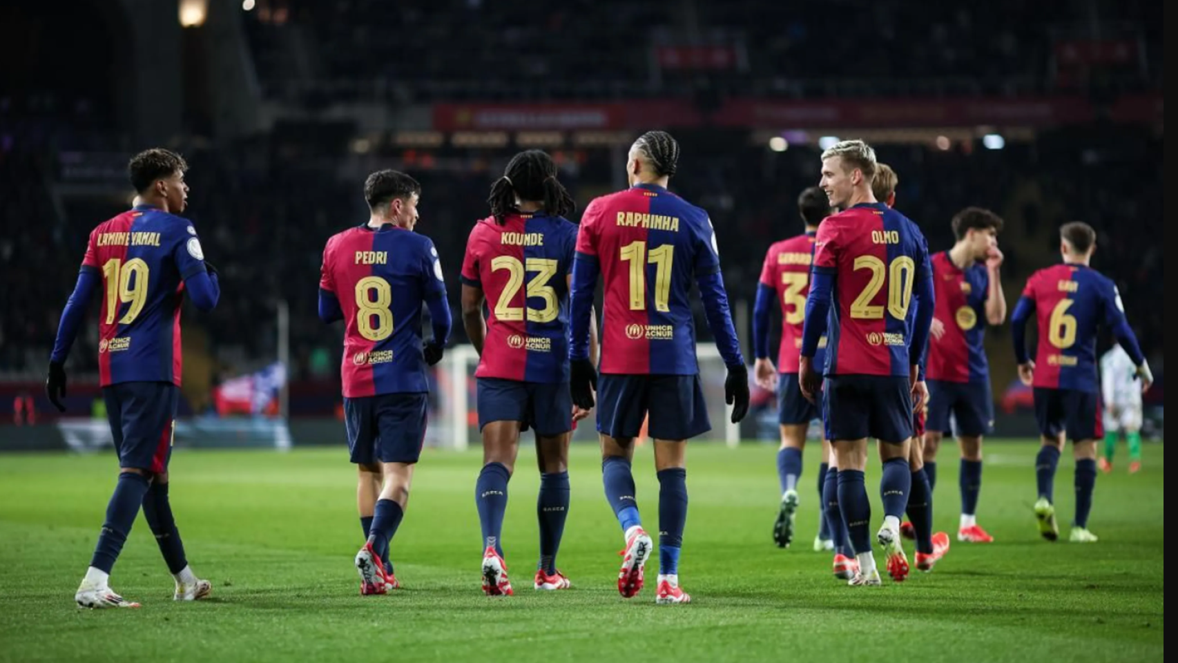 Los jugadores del Barça celebran un gol contra el Betis en Copa del Rey