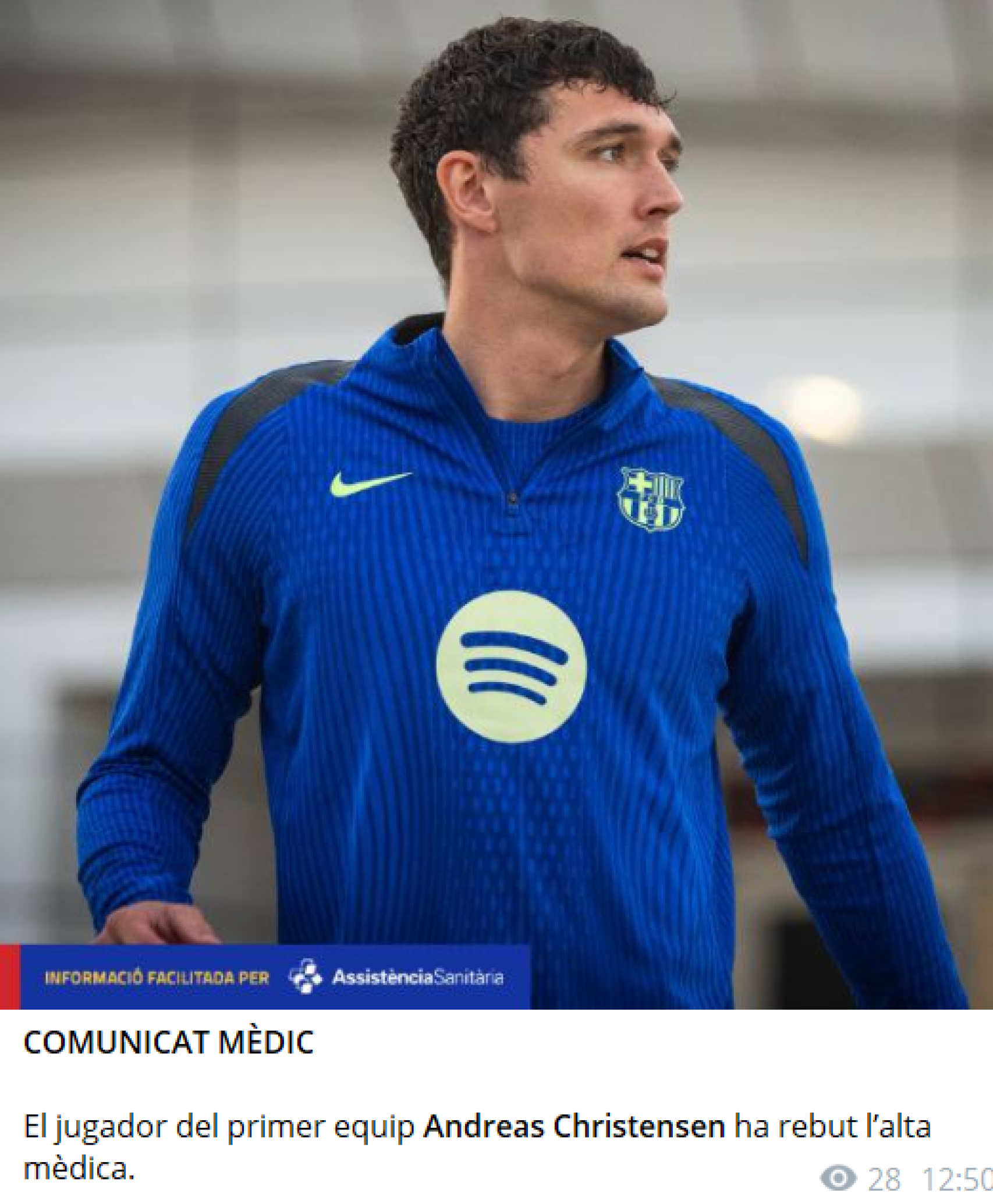 El Barça comunica el alta médica de Andreas Christensen