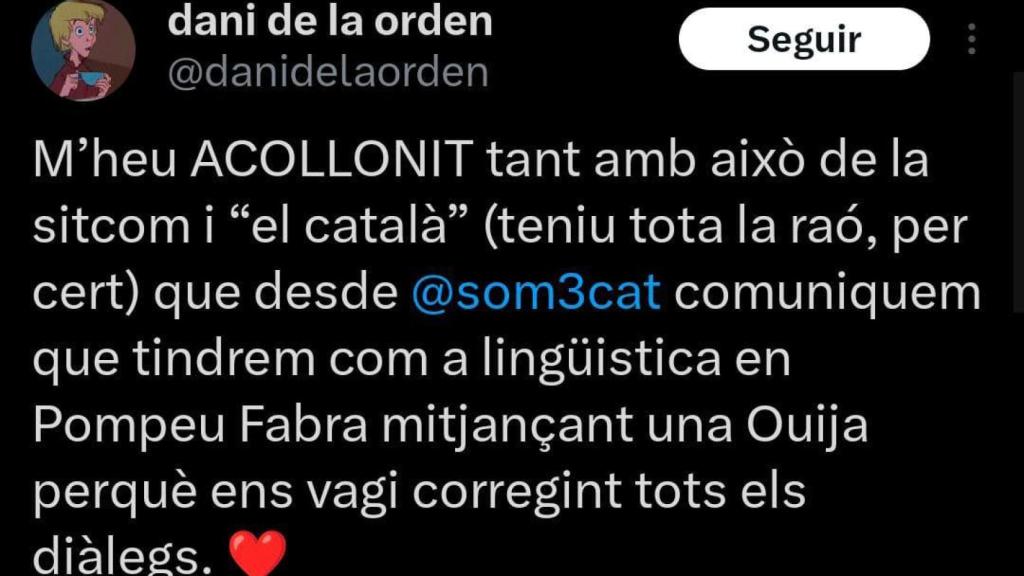 Publicación de Dani de la Orden en la red social X