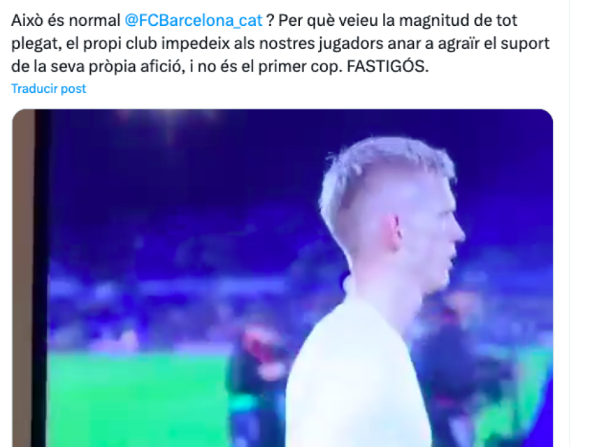 Tuit de Nostra Ensenya tras el partido entre el Getafe y el Barça