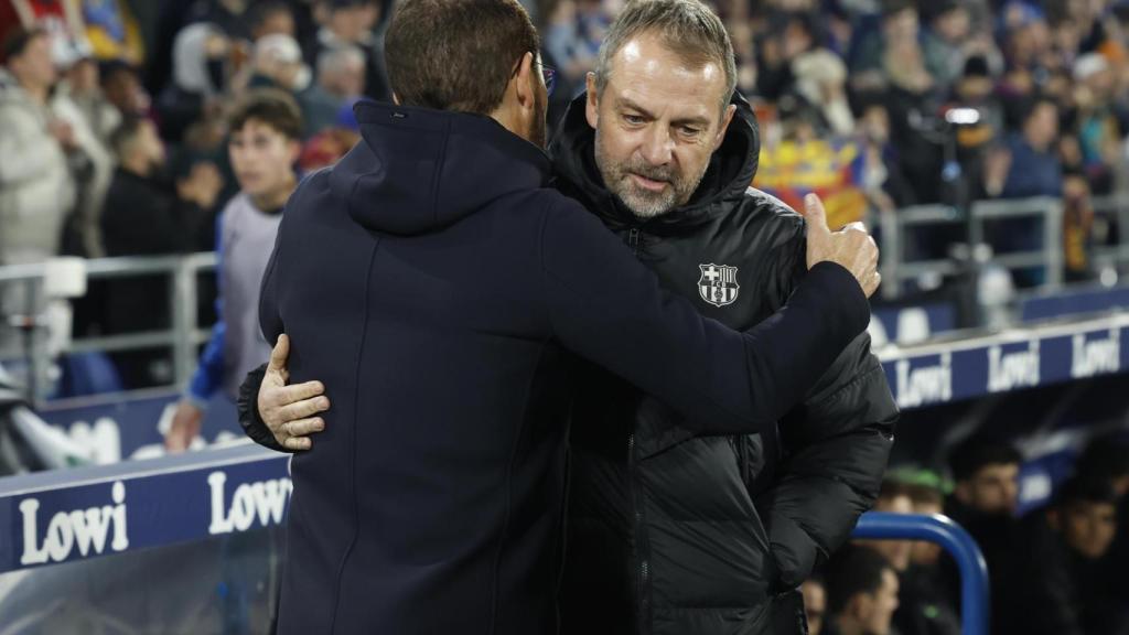 Flick saluda a Bordalás antes del Getafe-Barça