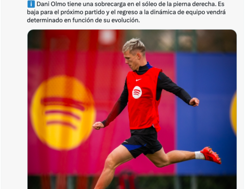 Comunicado sobre la lesión de Dani Olmo