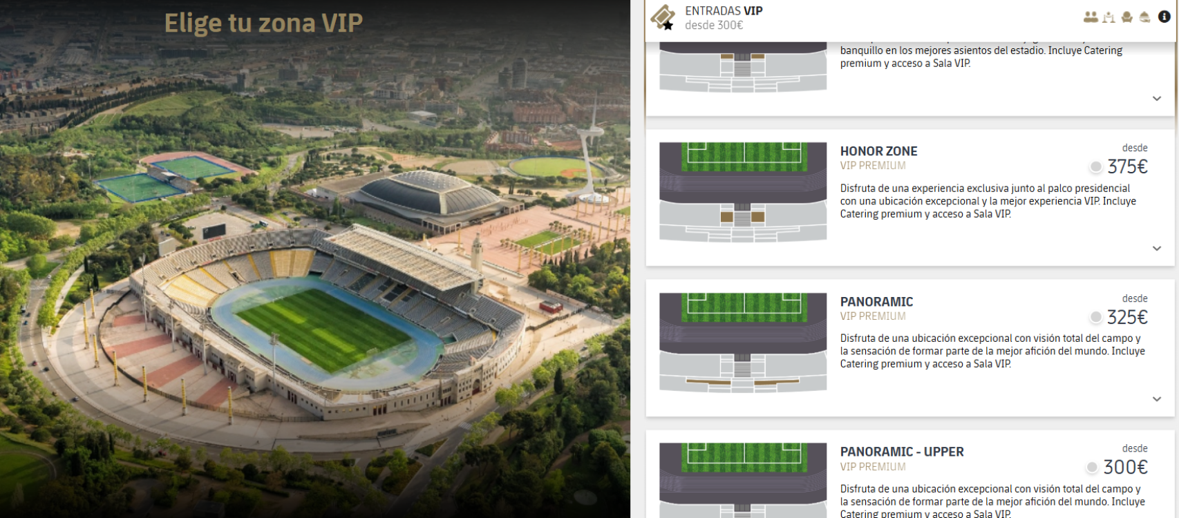 Oferta de los asientos Vip del nuevo Camp Nou en Montjuïc, contra el Mallorca