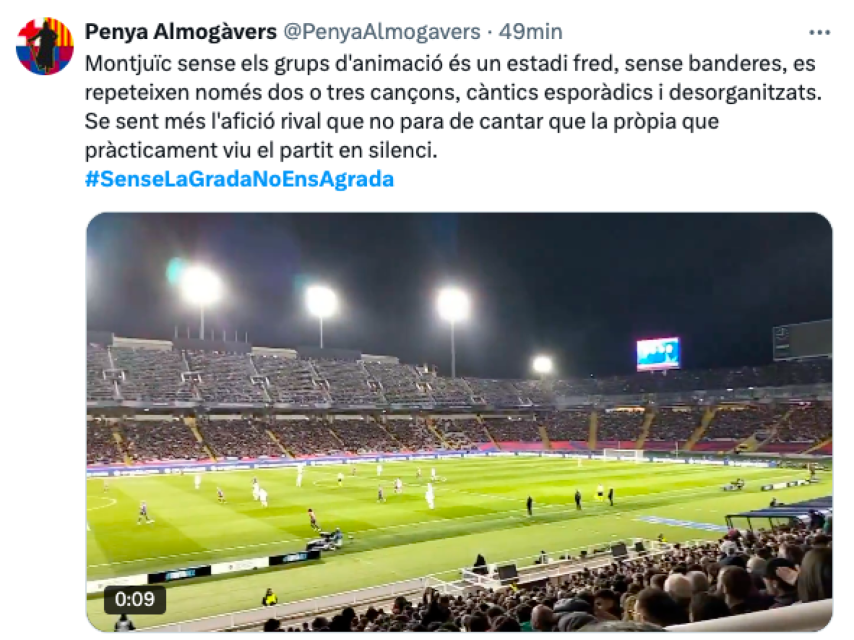 Tuit de Almogàvers tras el Barça-Atalanta