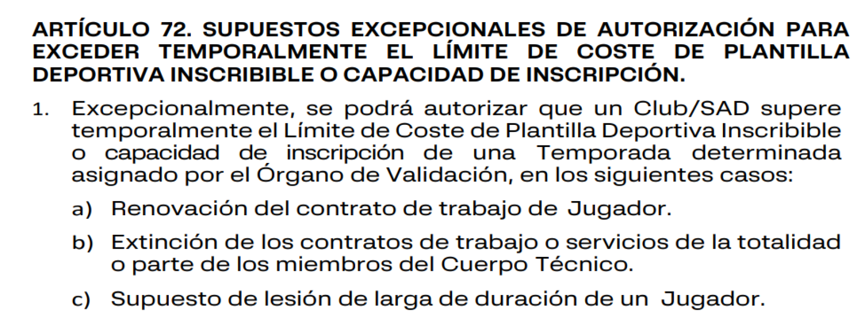 Los tres supuestos excepciones del NEP por los cuales la Liga permite exceder el límite salarial a los clubes