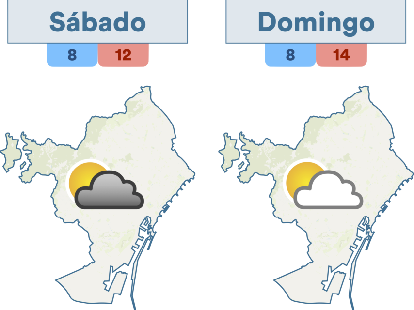 Mapa de previsión para este fin de semana en Barcelona