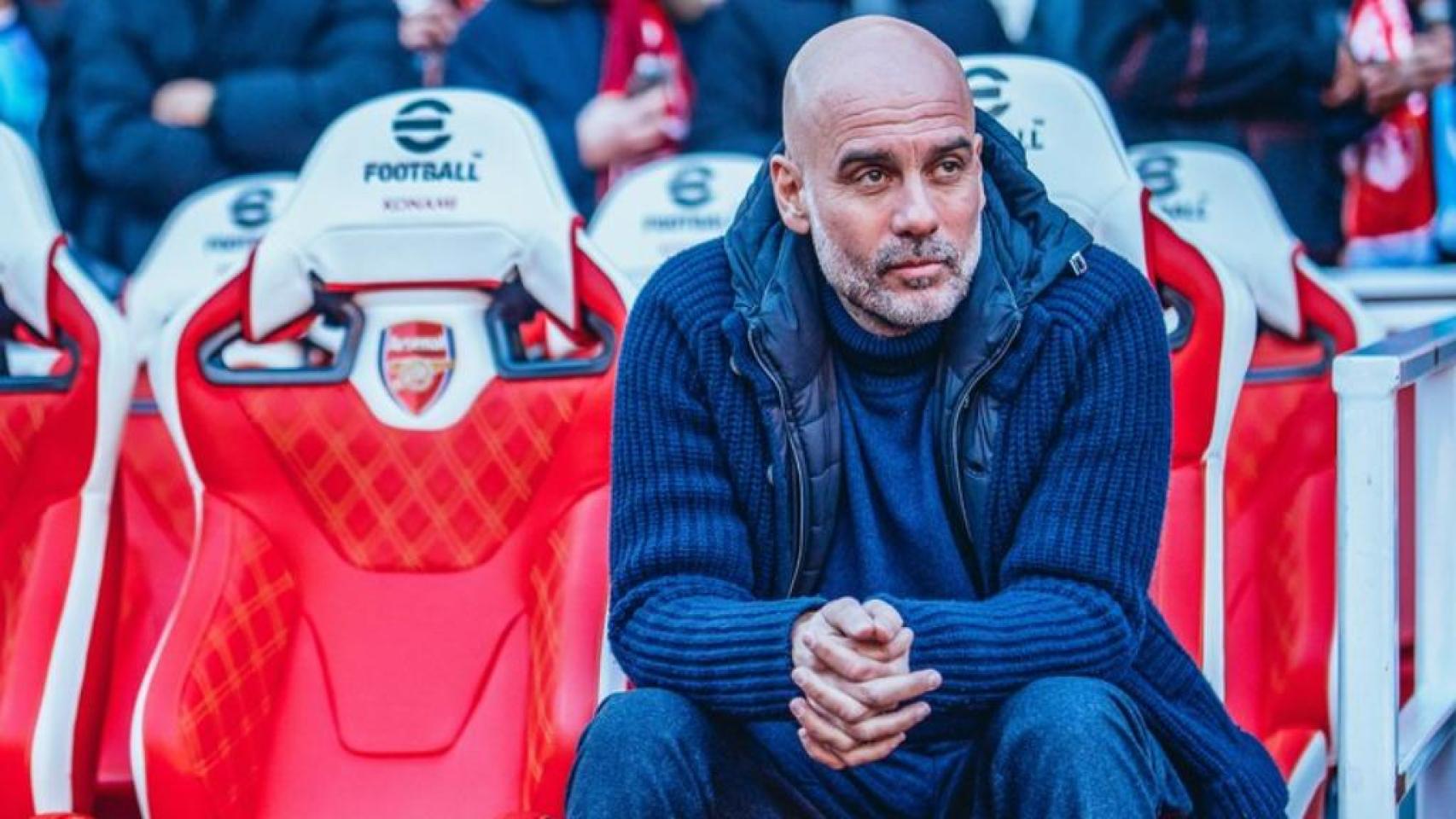 Pep Guardiola, entrenador del Manchester City, antes del partido contra el Arsenal