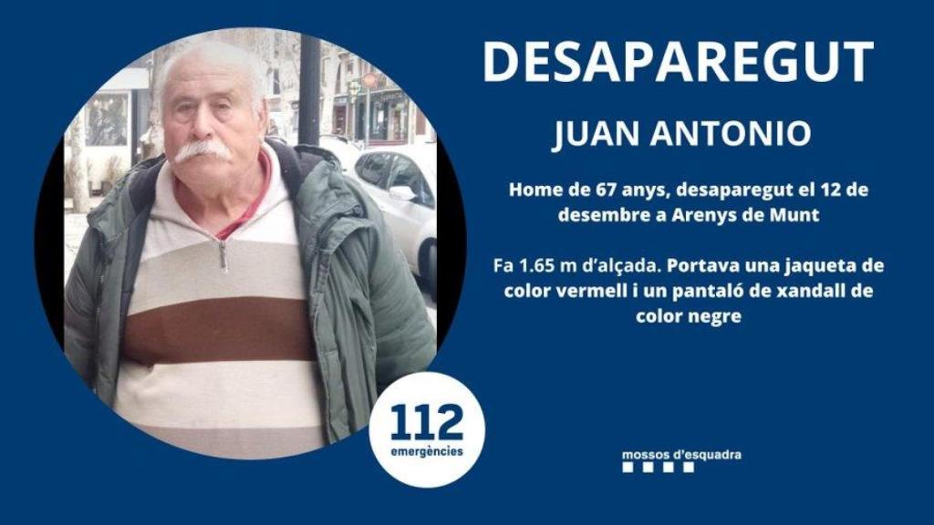 Buscan en Barcelona a Juan Antonio, un hombre desaparecido en Arenys de de Munt