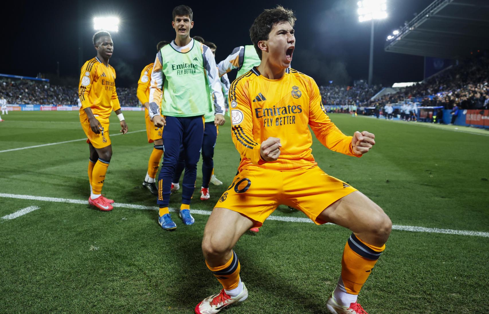 Gonzalo García, eufórico después de debutar con gol en el CD Leganés-Real Madrid