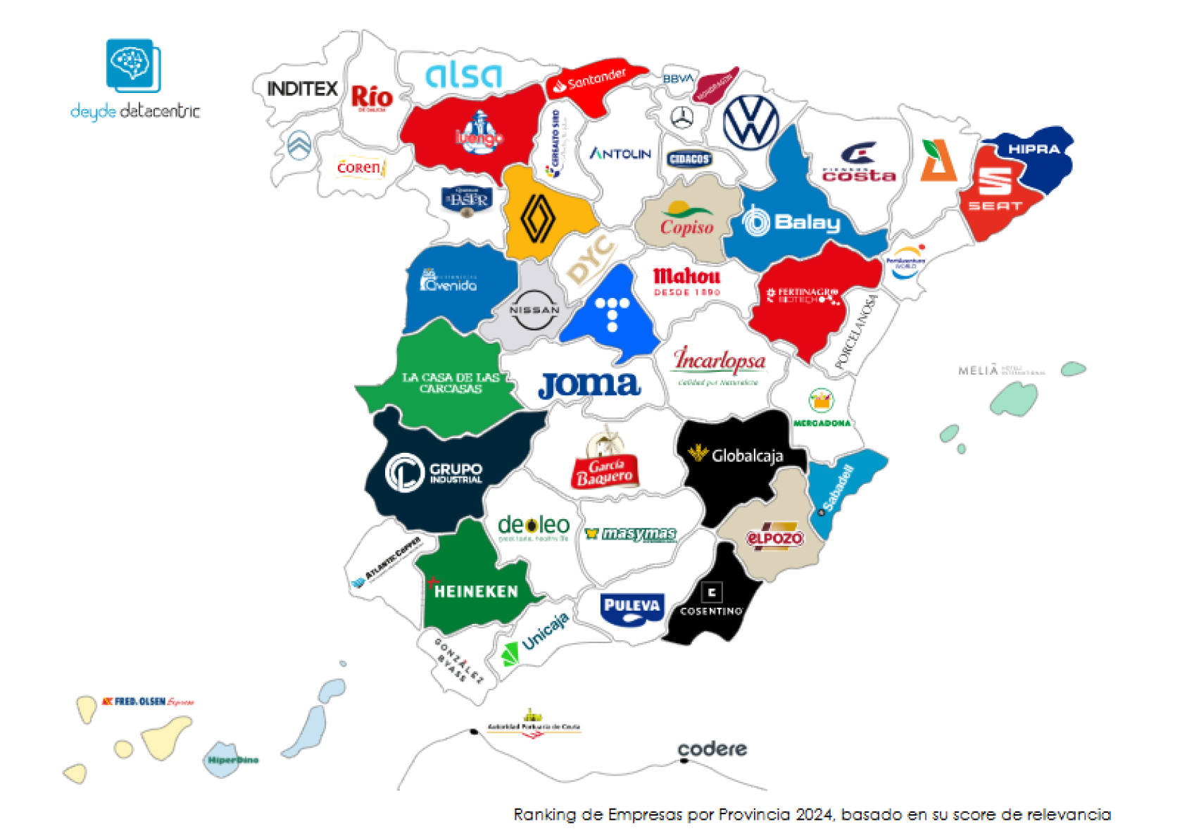 Mapa de las mayores empresas de España