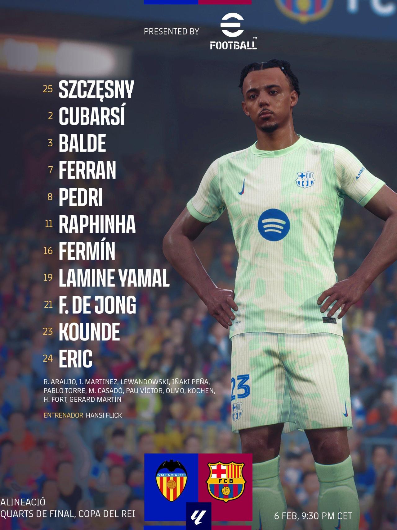 El once del FC Barcelona para enfrentarse al Valencia en la Copa del Rey