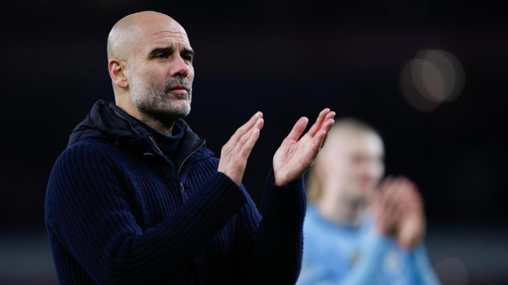 Pep Guardiola, entrenador del Manchester City, en un partido de Premier League
