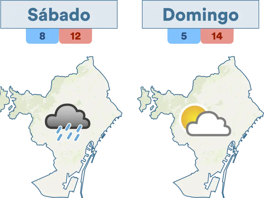 Mapa de previsión para este fin de semana en Barcelona
