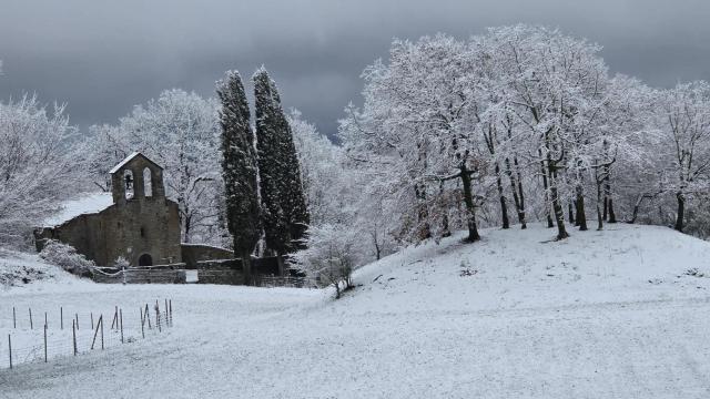 Nieve en el macizo del Montseny