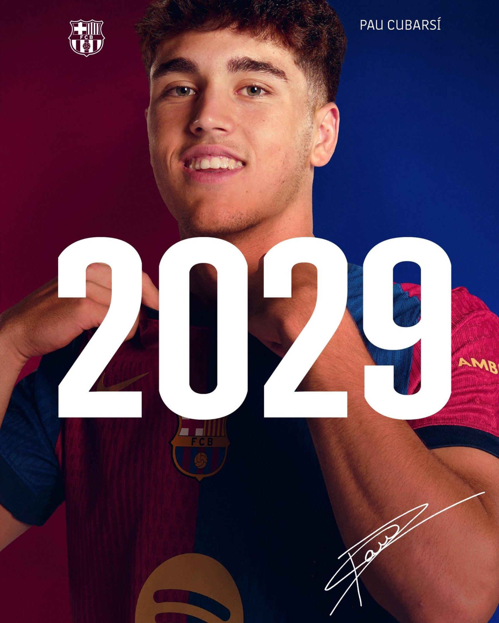 Pau Cubarsi firma su renovación con el Barça hasta 2029