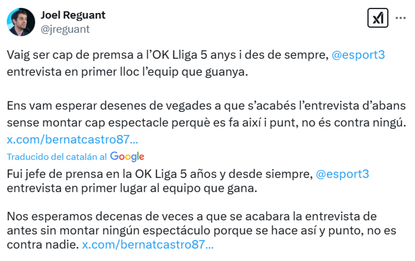 Joel Reguant, colaborador de Culemanía, zanja la polémica que ha salpicado al Barça de hockey