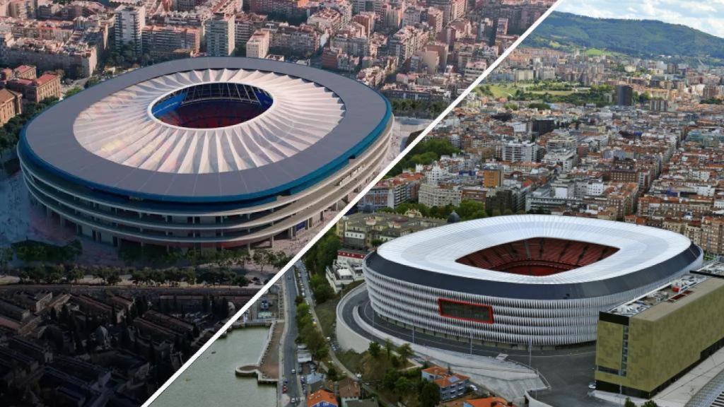 Camp Nou y San Mamés, cara a cara en un fotomontaje