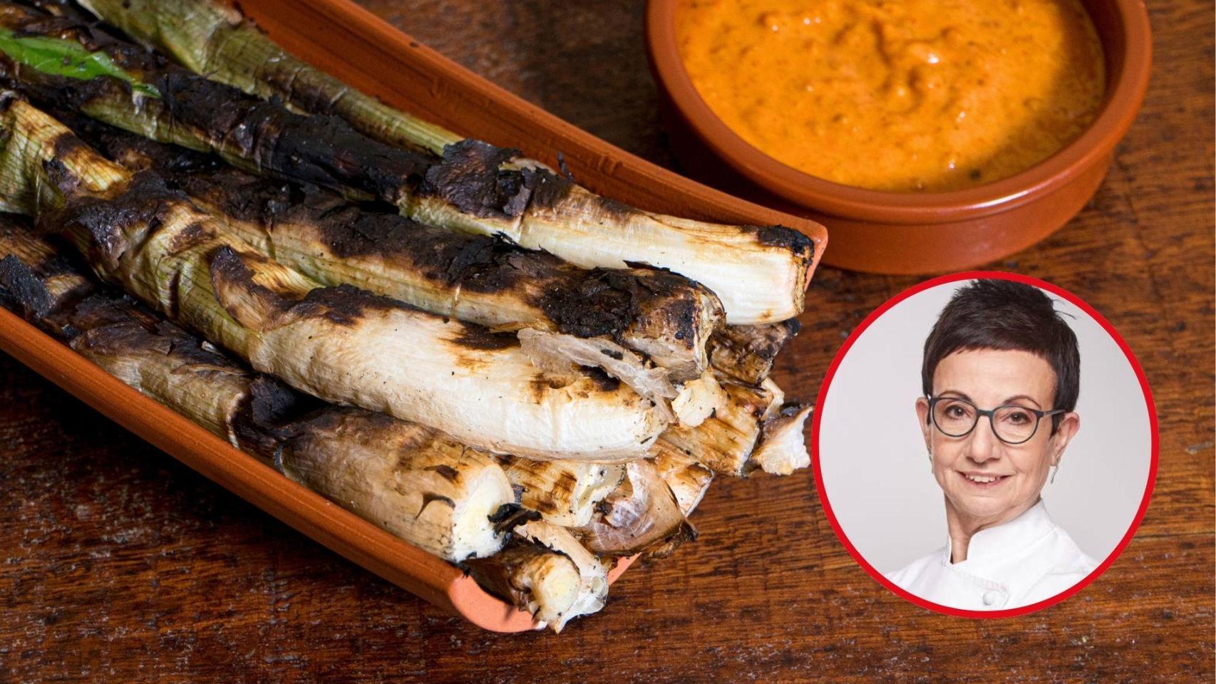 Fotomontaje calçots y Carme Ruscalleda