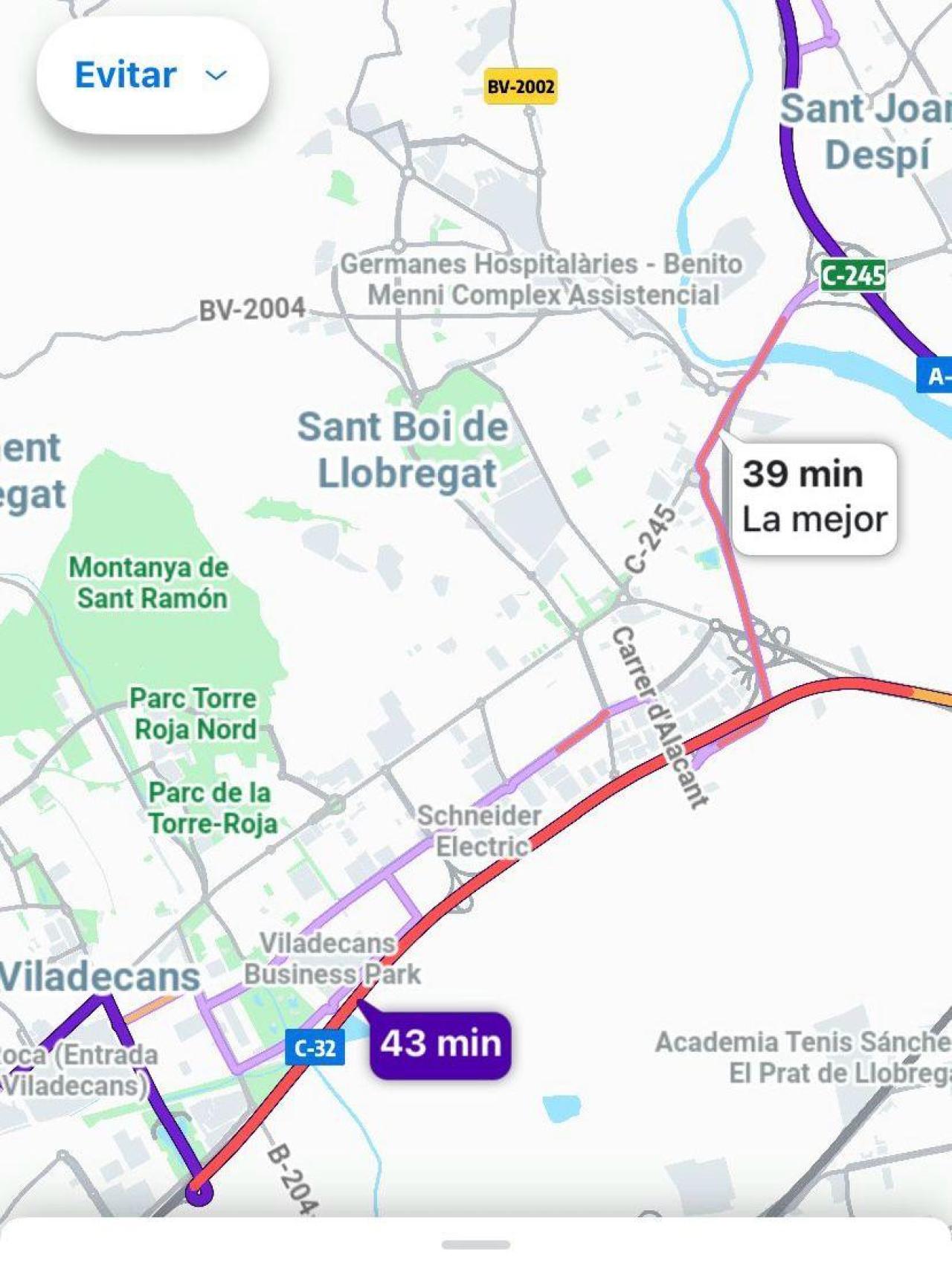 La pantalla d'una resident de Viladecans que ha de travessar el trànsit diari causat per les obres de Sant Boi.
