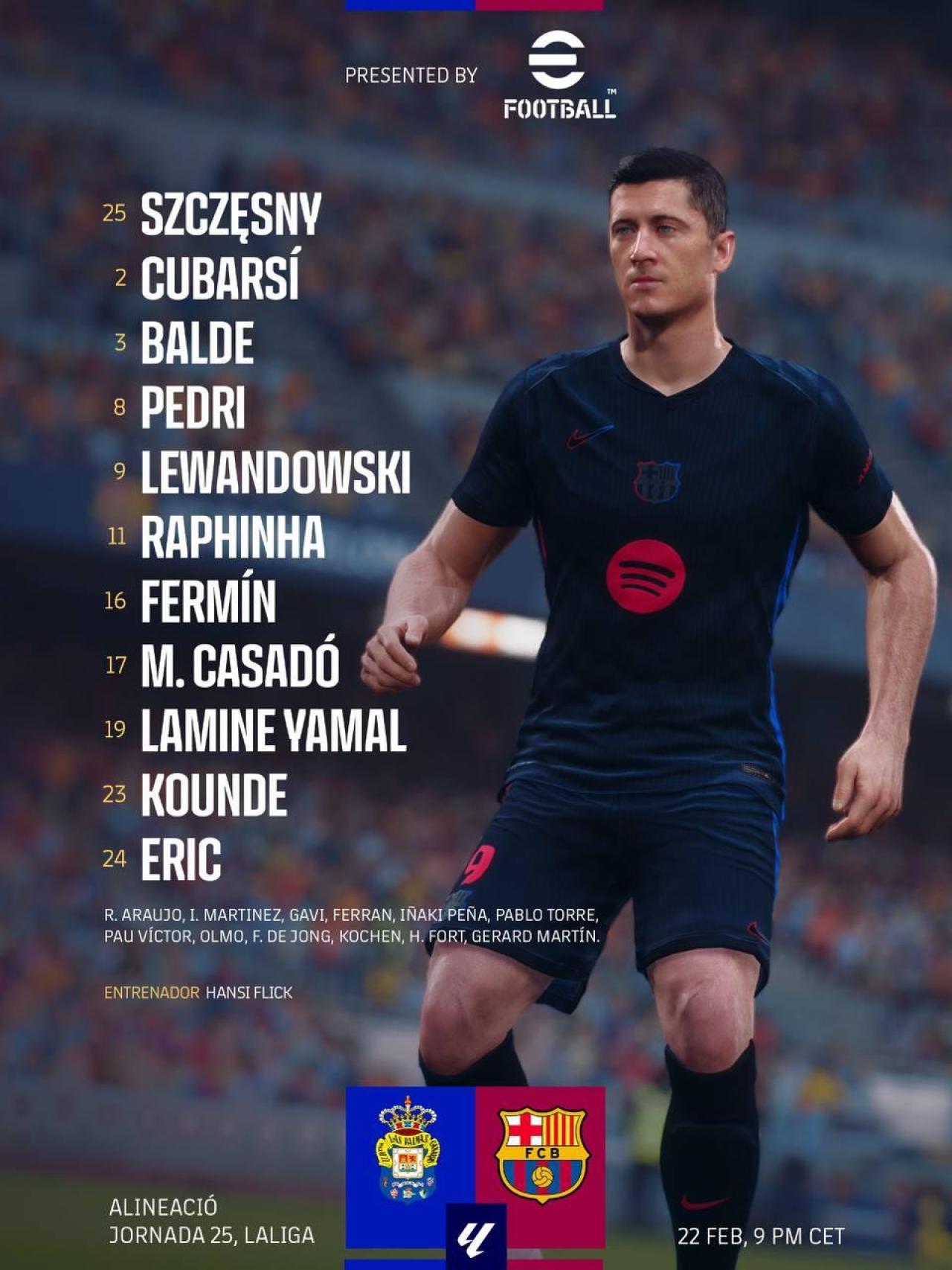 El once del FC Barcelona para enfrentarse a la UD Las Palmas