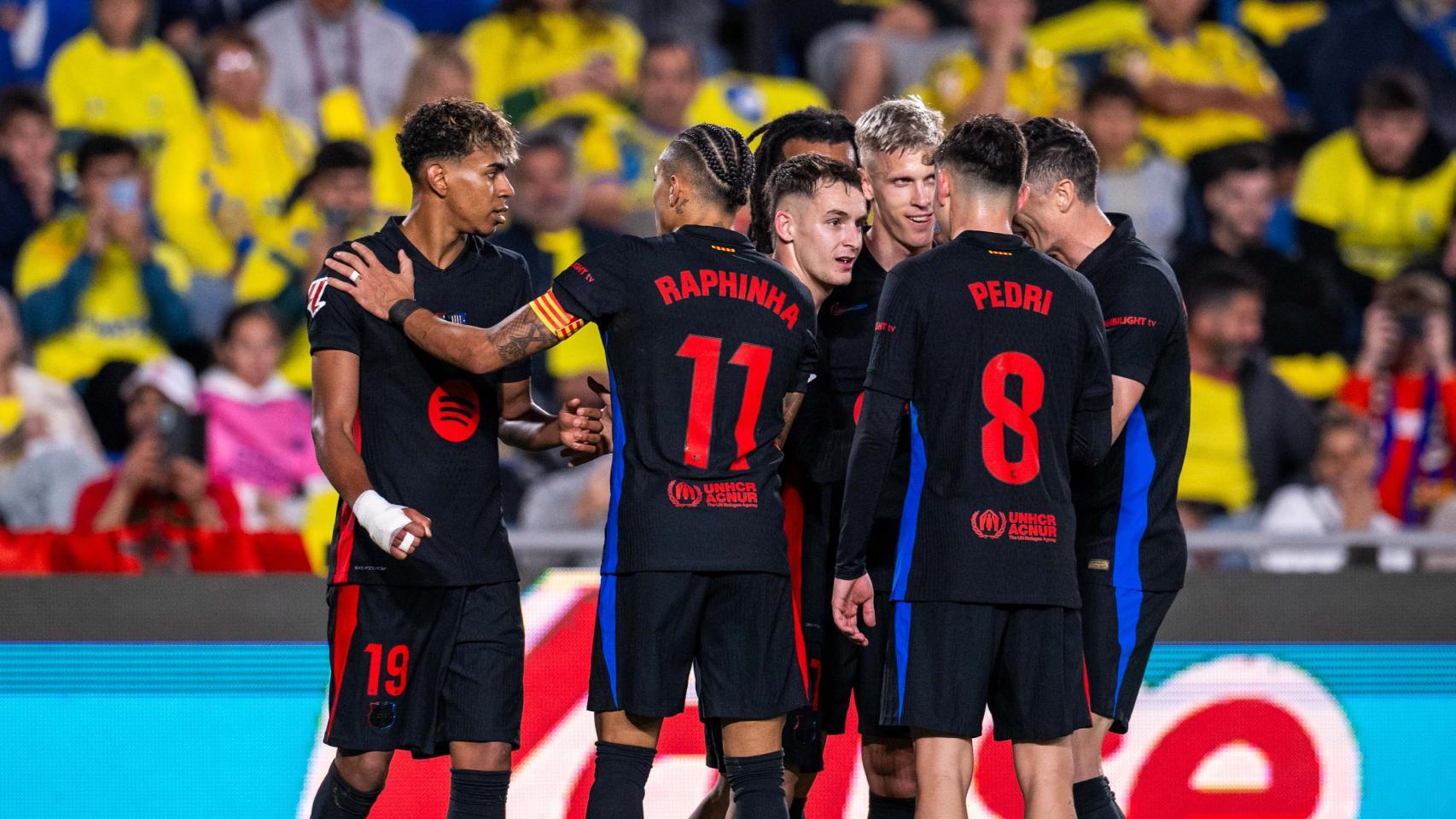 La emoción de los jugadores del Barça de Flick tras ganar en casa de la UD Las Palmas