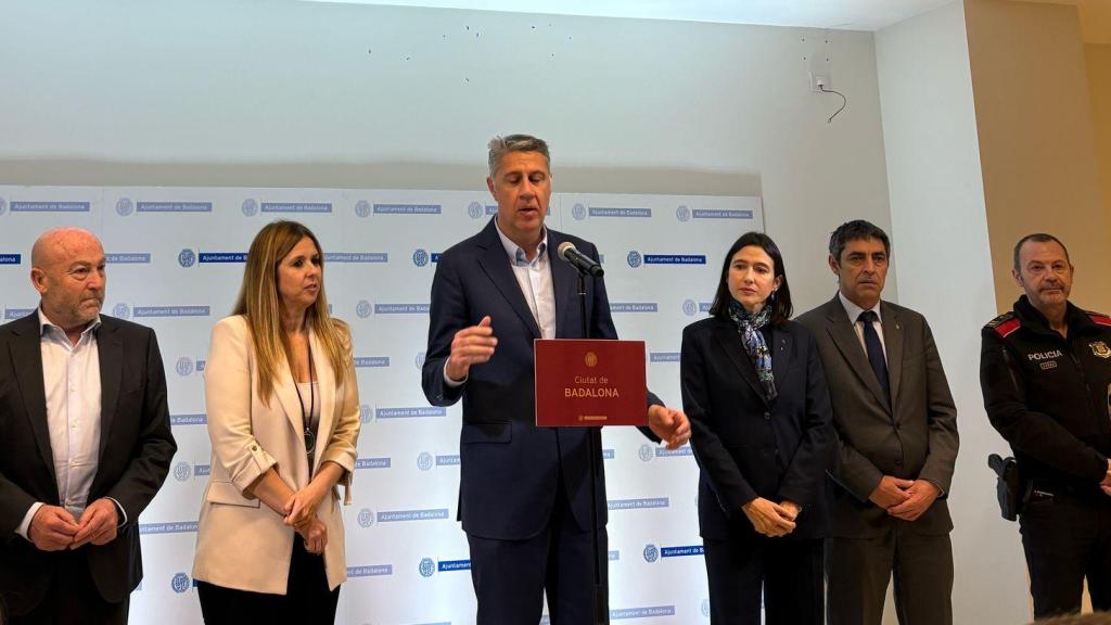 Declaració davant els mitjans d'Albiol i Parlon aquest dilluns a Badalona