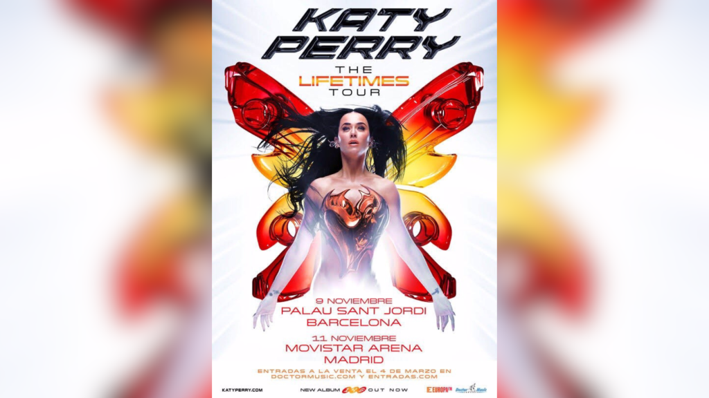 Cartel del concierto de Katy Perry en el Palau Sant Jordi de Barcelona.