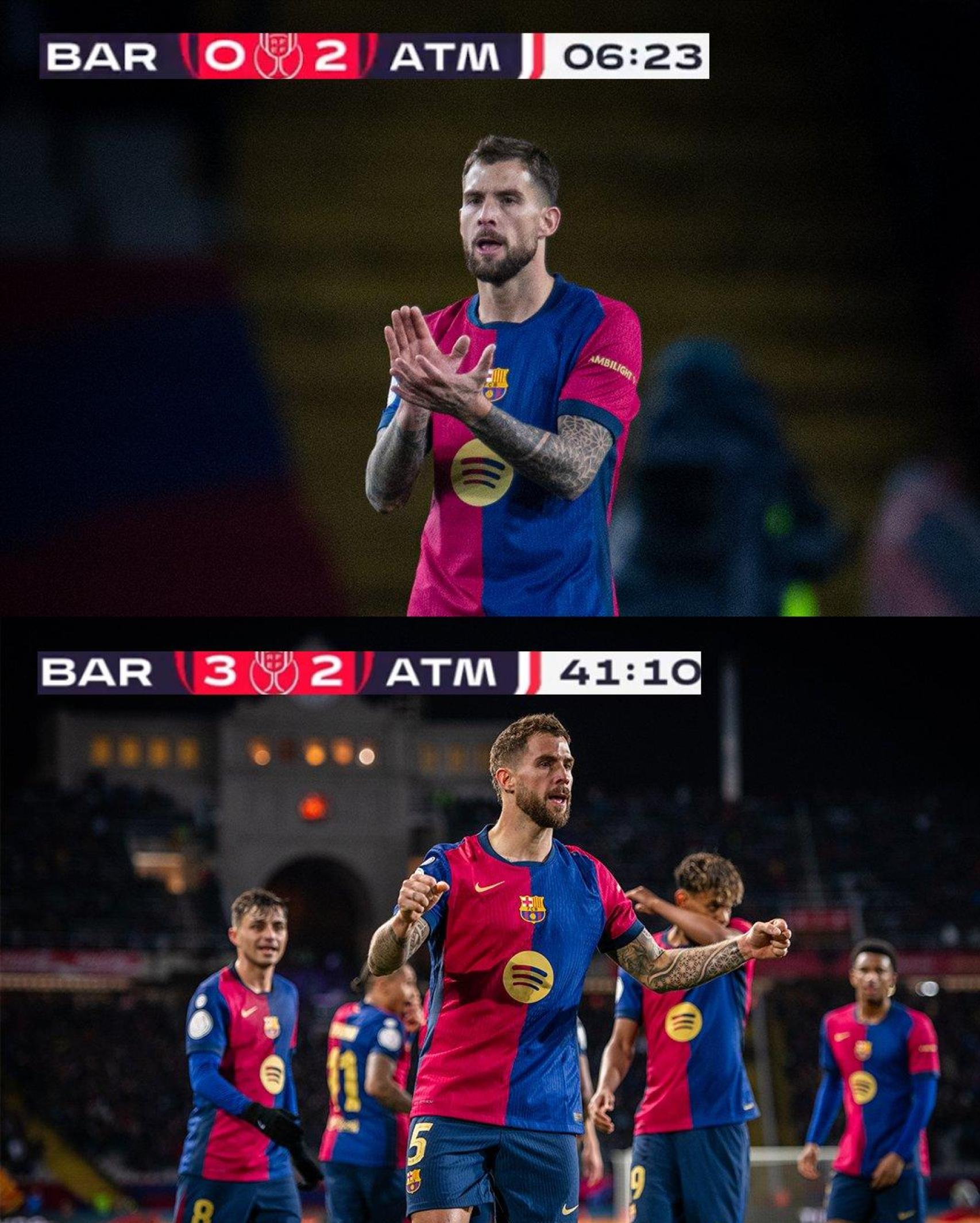 Montaje de la remontada del Barça al Atlético de Madrid en las semifinales de Copa del Rey