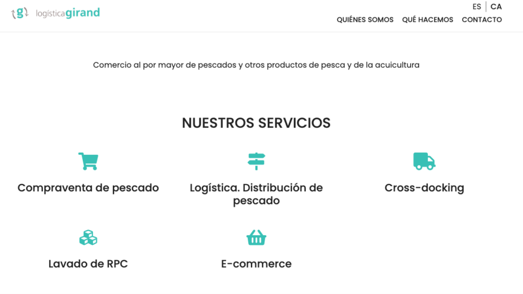 La página web de Logística Girand, empresa de transporte propiedad del directivo del Barça Joan Soler