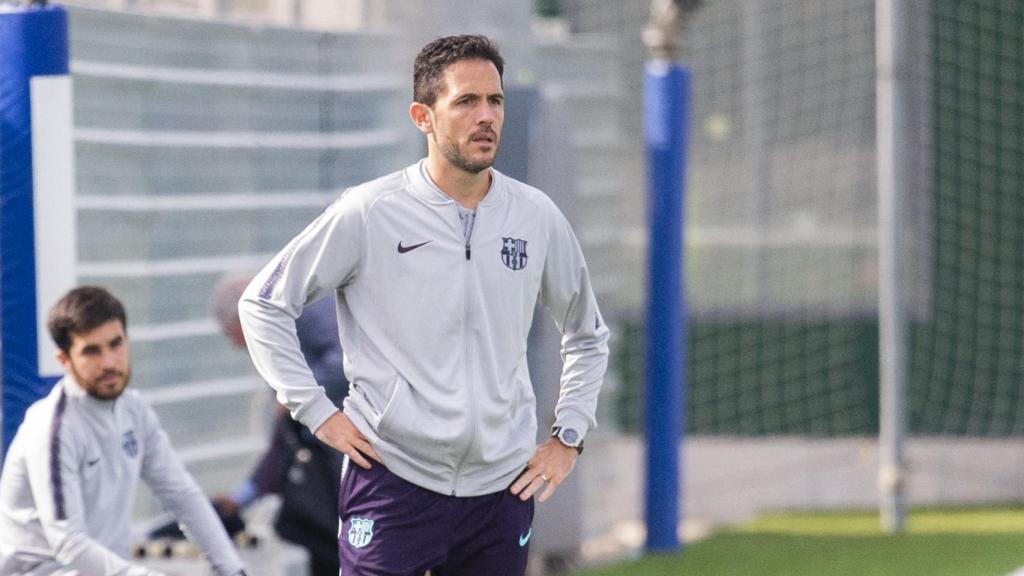 Sergi Milà, durante un entrenamiento en las categorías inferiores del Barça