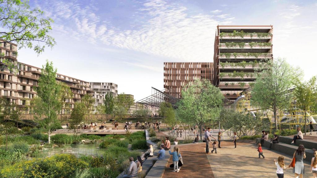 Espais verds dins del nou barri Roca City entre Viladecans i Gavà