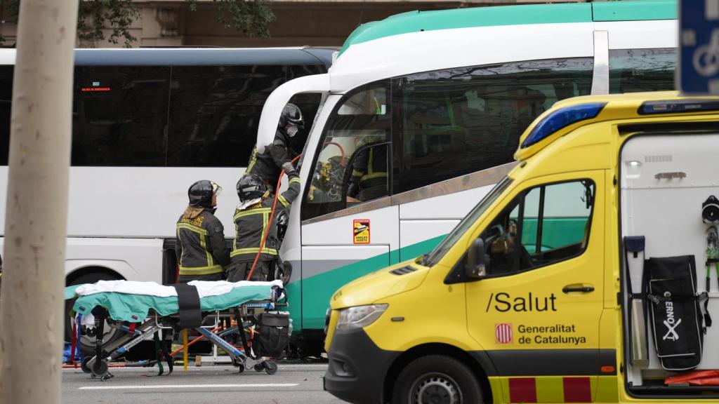 Imagen del accidente en la Diagonal de Barcelona
