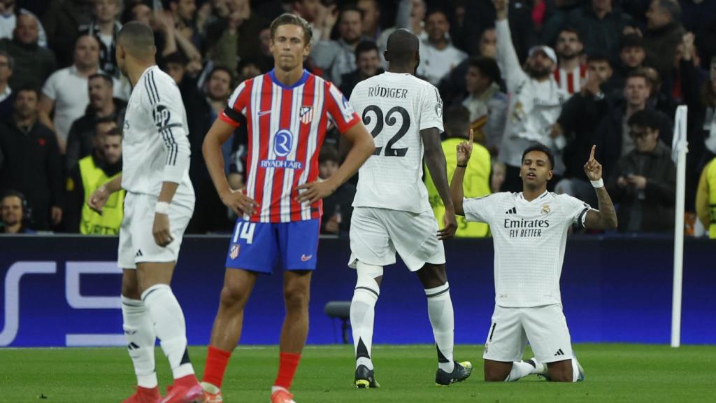 El festejo de Rodrygo tras marcar un gol al Atlético de Madrid