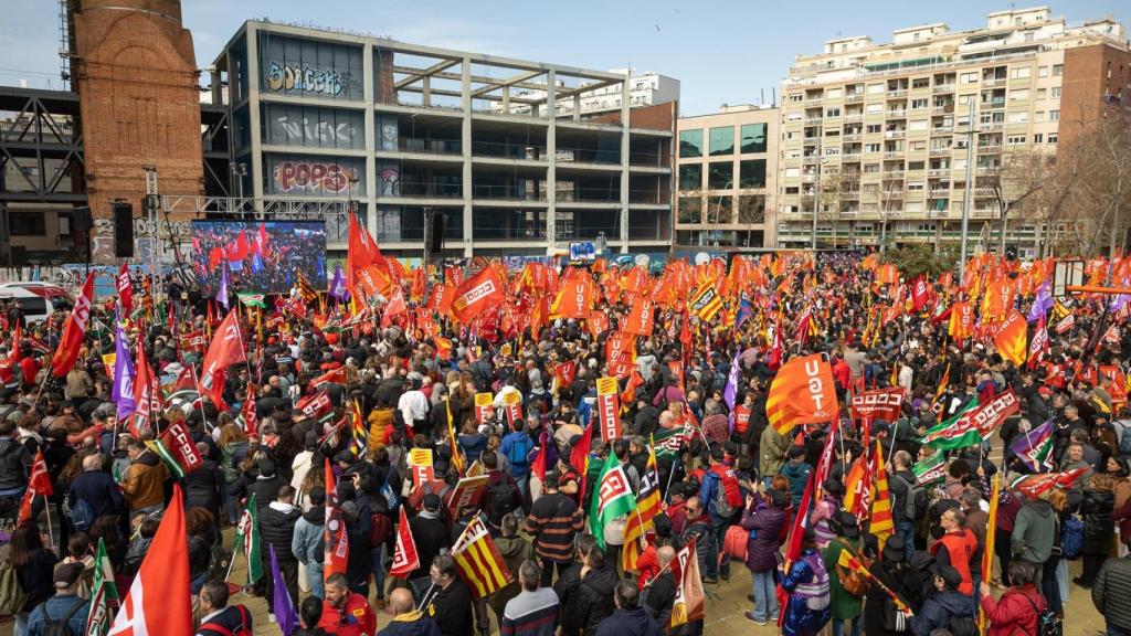 Manifestación de CCOO y UGT en Barcelona por la reducción de la jornada laboral